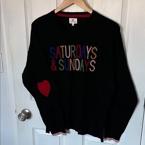 Sundry Black Sweater with Multicolor Text